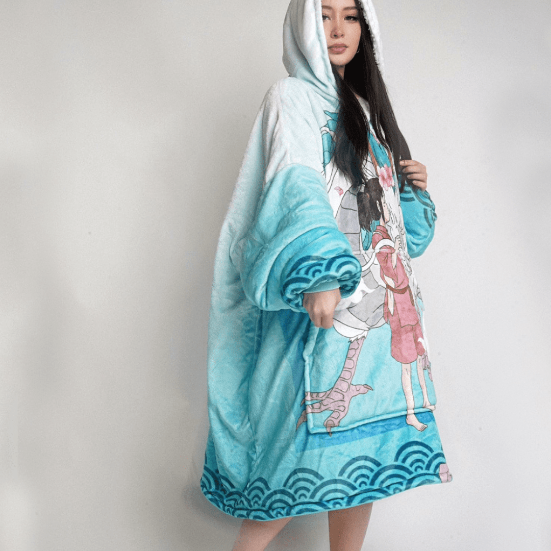 Haku Blanket Hoodie - Spirited Away - craftedbykaiyo