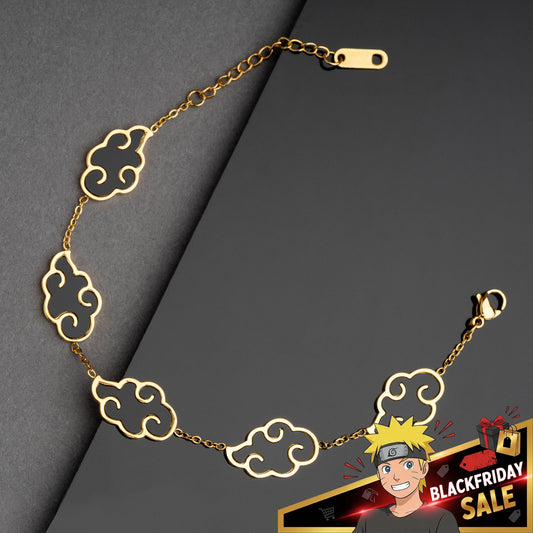 Akatsuki Cloud Bracelet + Necklace Set - Naruto - 18K Gold Plated - craftedbykaiyo