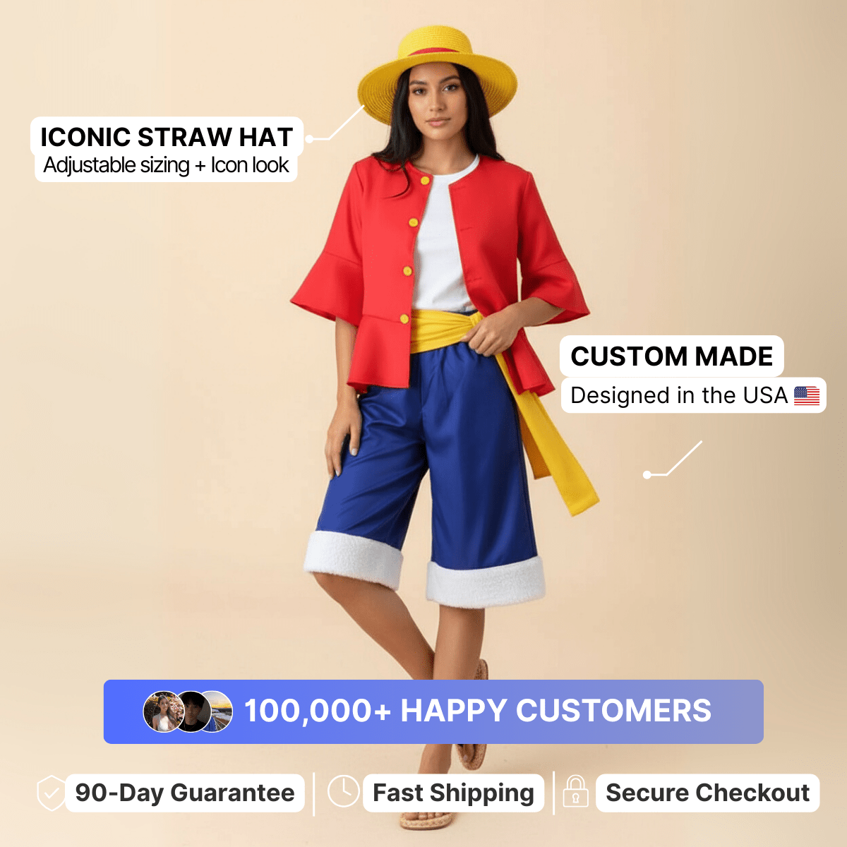 Luffy Costume - One Piece - craftedbykaiyo