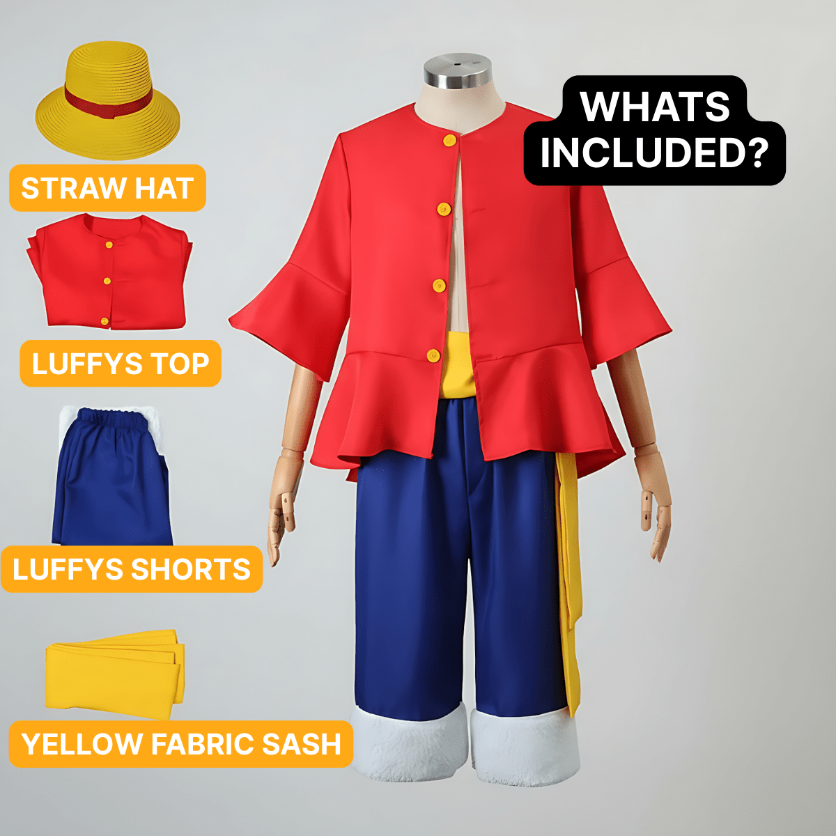 Luffy Costume - One Piece - craftedbykaiyo