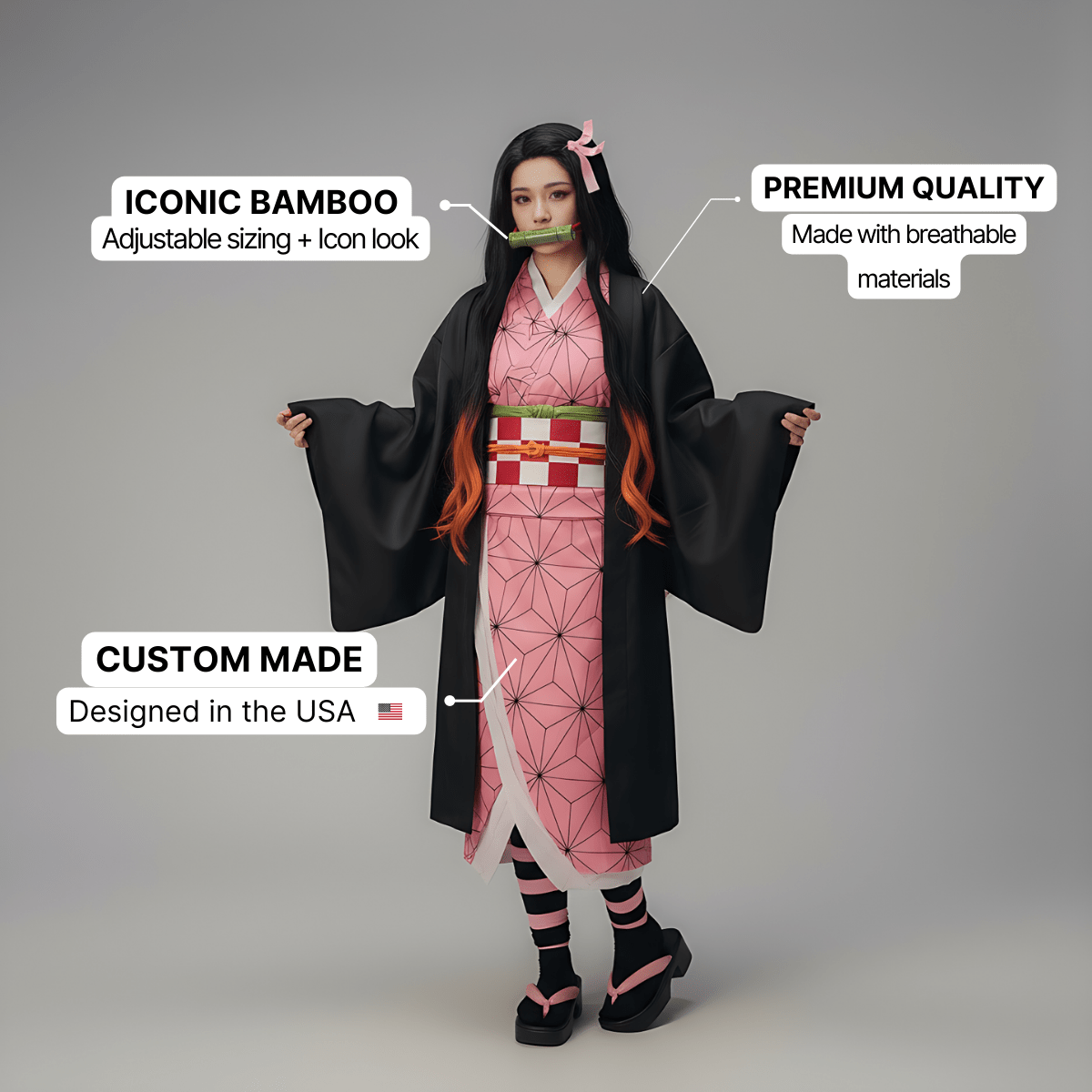 Nezuko Costume - Demon slayer - craftedbykaiyo