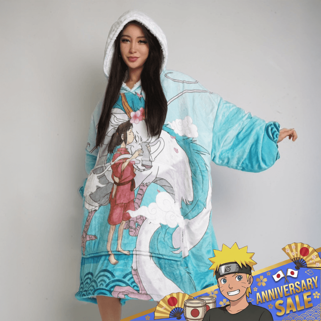 Haku Blanket Hoodie - Spirited Away - craftedbykaiyo