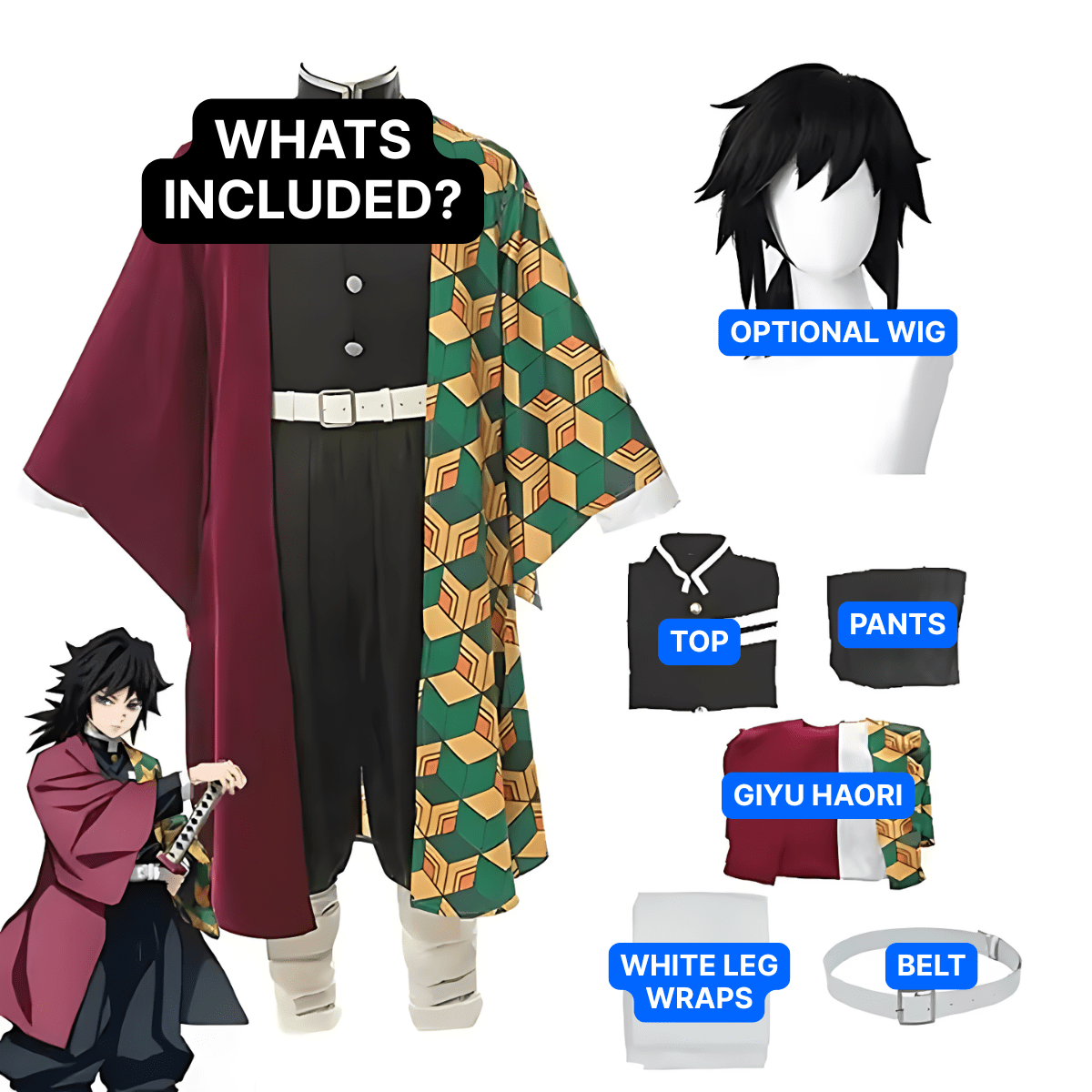 Giyu Water Hashira - Costume - craftedbykaiyo