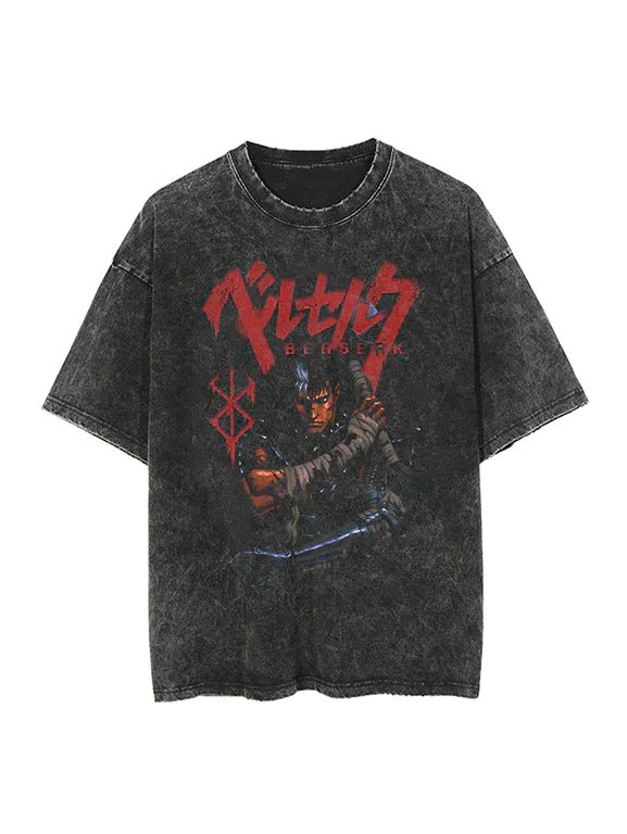 BLACK SWORDSMAN VINTAGE OVERSIZED TEE - craftedbykaiyo