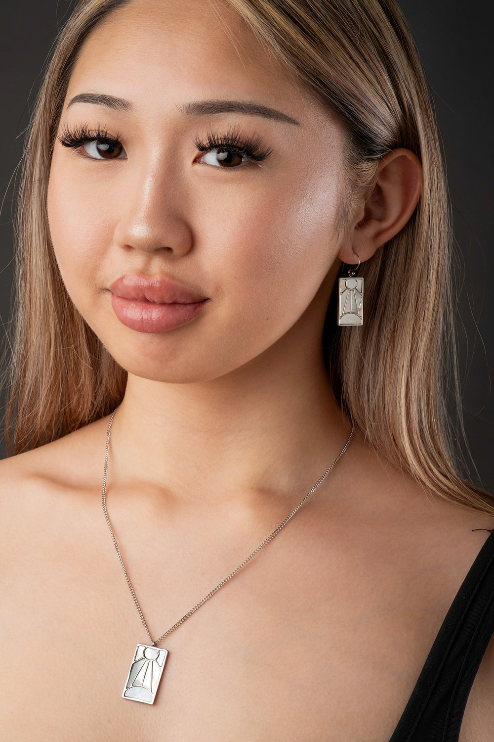 Tanjiro's Necklace & Earring Set - Pearl Hanafuda - craftedbykaiyo