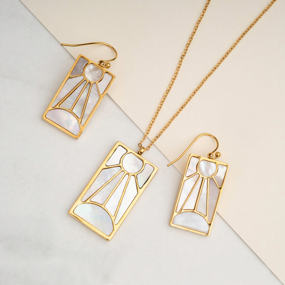 Tanjiro's Necklace & Earring Set - Pearl Hanafuda - craftedbykaiyo