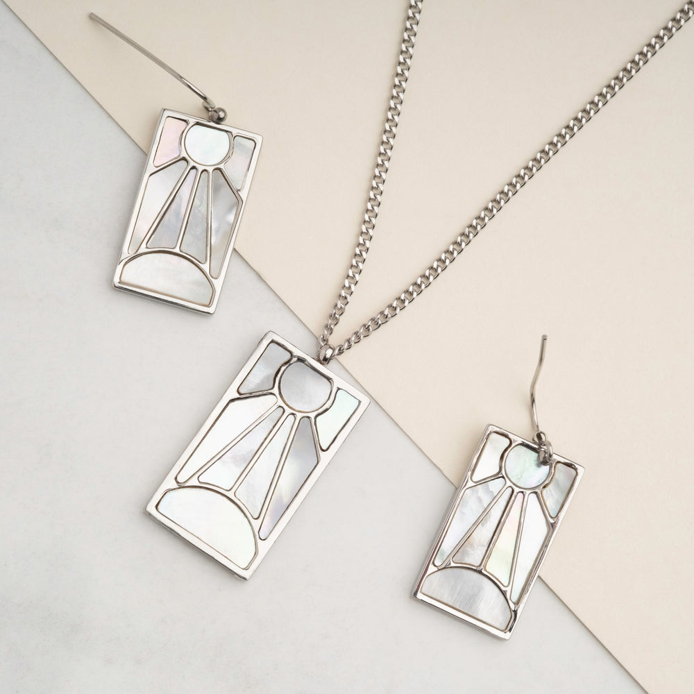 Tanjiro's Necklace & Earring Set - Pearl Hanafuda - craftedbykaiyo