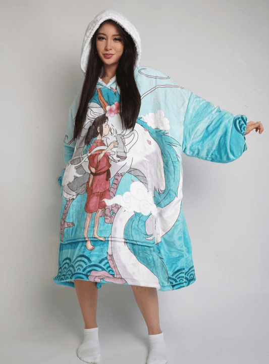 Haku Blanket Hoodie - Spirited Away - craftedbykaiyo