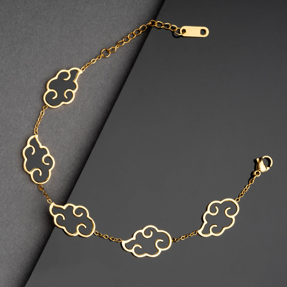 Akatsuki Cloud Bracelet + Necklace Set - Naruto - 18K Gold Plated - craftedbykaiyo