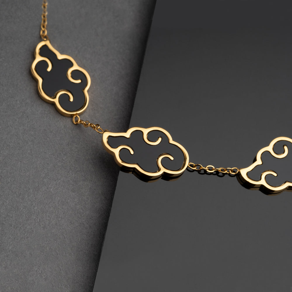 Akatsuki Cloud Bracelet + Necklace Set - Naruto - 18K Gold Plated - craftedbykaiyo