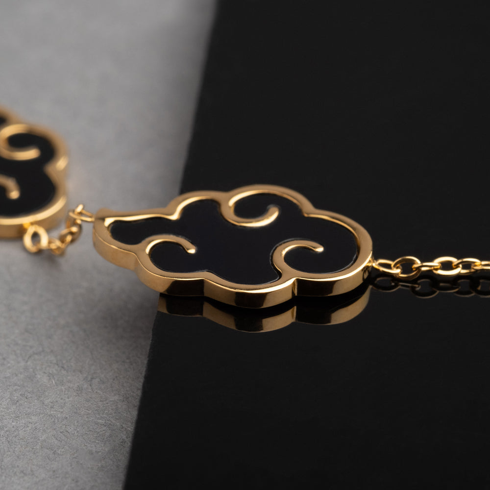 Akatsuki Cloud Bracelet + Necklace Set - Naruto - 18K Gold Plated - craftedbykaiyo