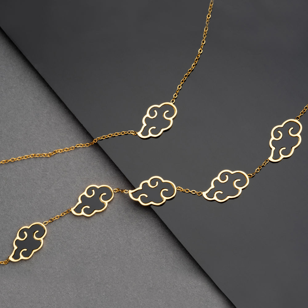 Akatsuki Cloud Bracelet + Necklace Set - Naruto - 18K Gold Plated - craftedbykaiyo