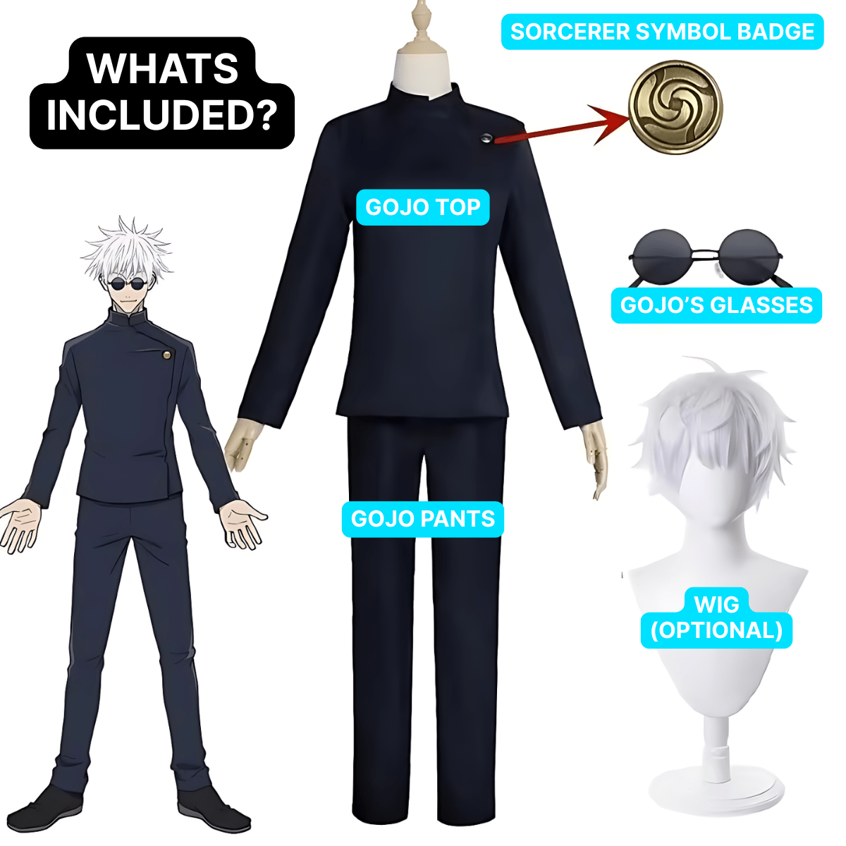 Saturo Gojo Costume - JJK - craftedbykaiyo