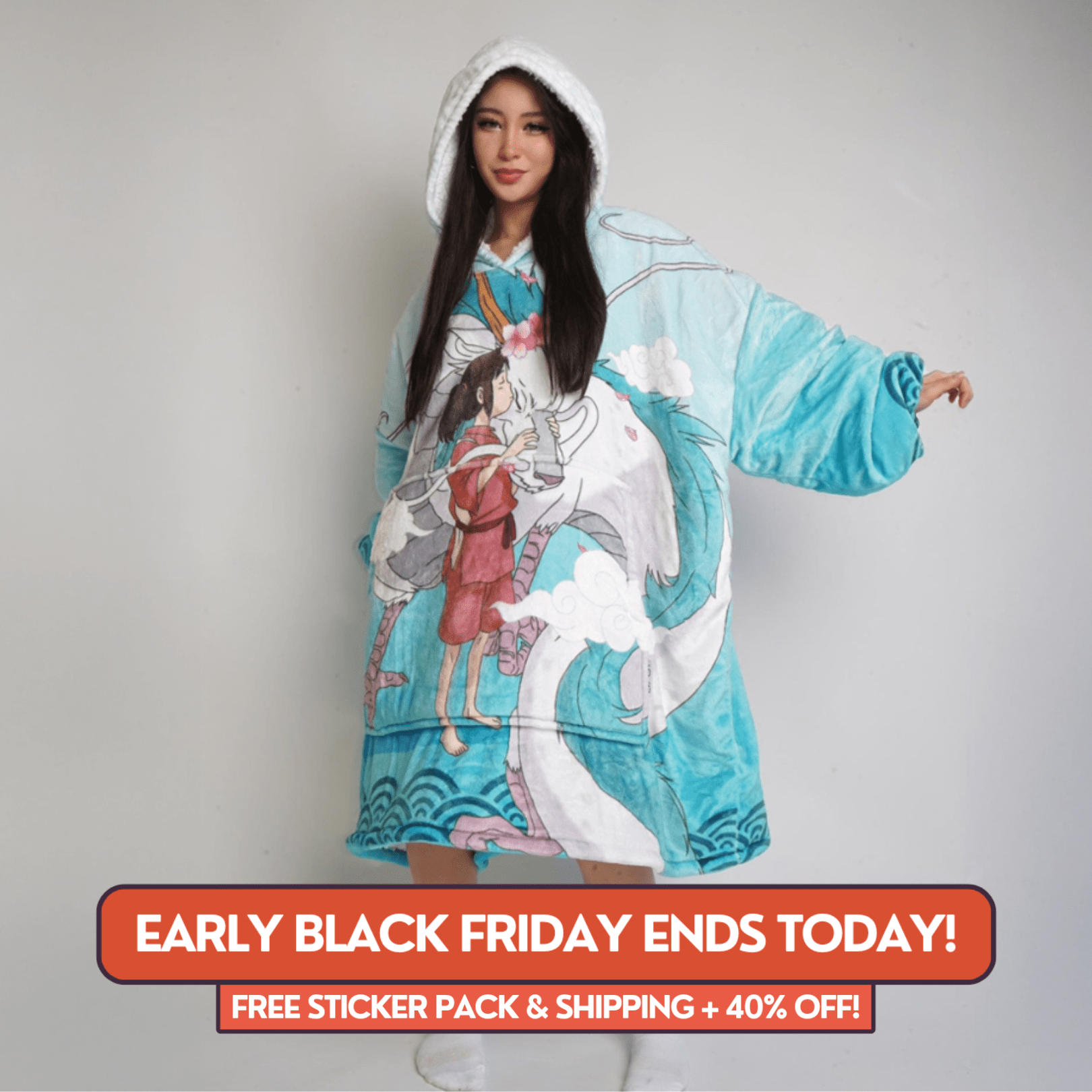 Haku Blanket Hoodie - Spirited Away - craftedbykaiyo