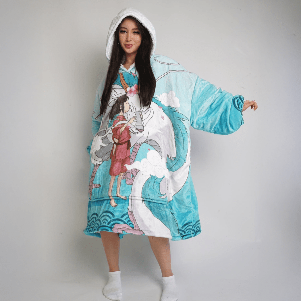 Haku Blanket Hoodie - Spirited Away - craftedbykaiyo