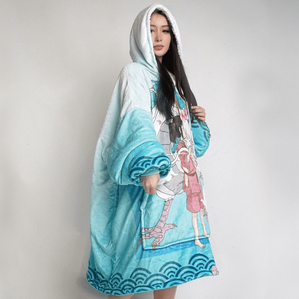 Haku Blanket Hoodie - Spirited Away - craftedbykaiyo