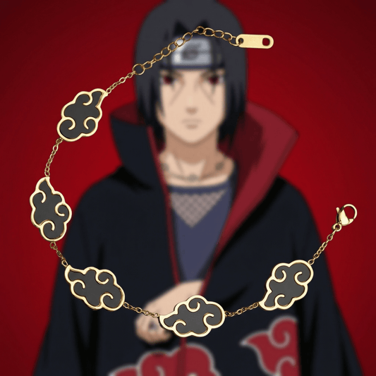 Akatsuki Cloud Bracelet + Necklace Set - Naruto - 18K Gold Plated - craftedbykaiyo