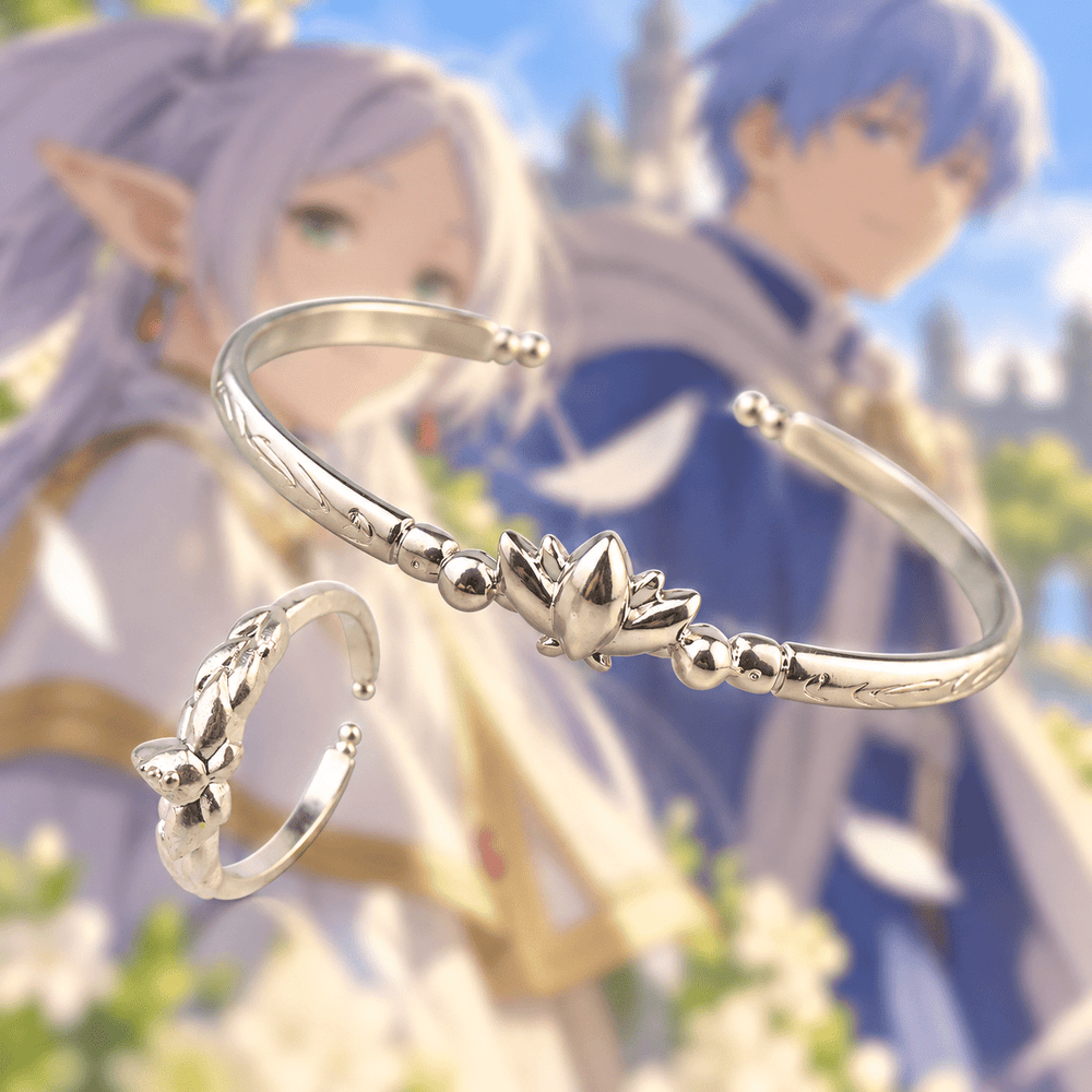 Mirror Lotus Adjustable Ring & Bracelet Set - Frieren - craftedbykaiyo
