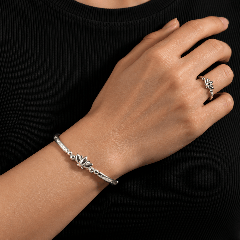 Mirror Lotus Adjustable Ring & Bracelet Set - Frieren - craftedbykaiyo