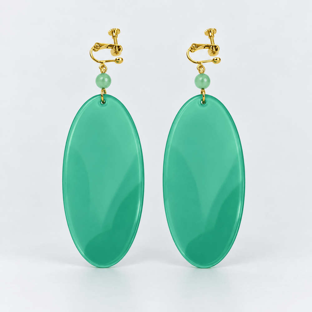 Momo Ayase Green Clip-On Earrings - Dandadan - craftedbykaiyo
