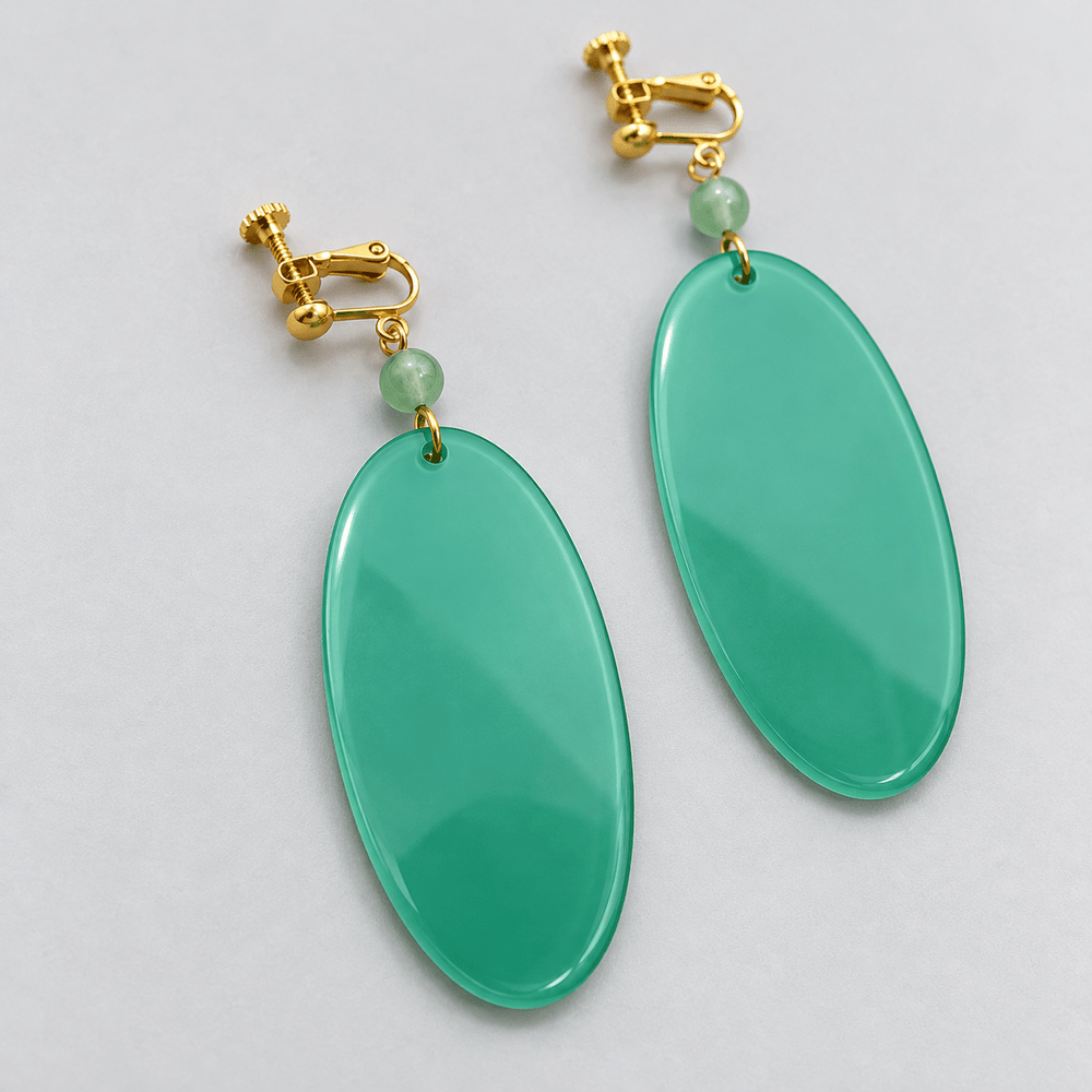 Momo Ayase Green Clip-On Earrings - Dandadan - craftedbykaiyo