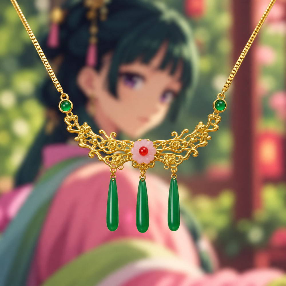 Maomao's Emerald Drop Necklace - The Apothecary Diaries - craftedbykaiyo