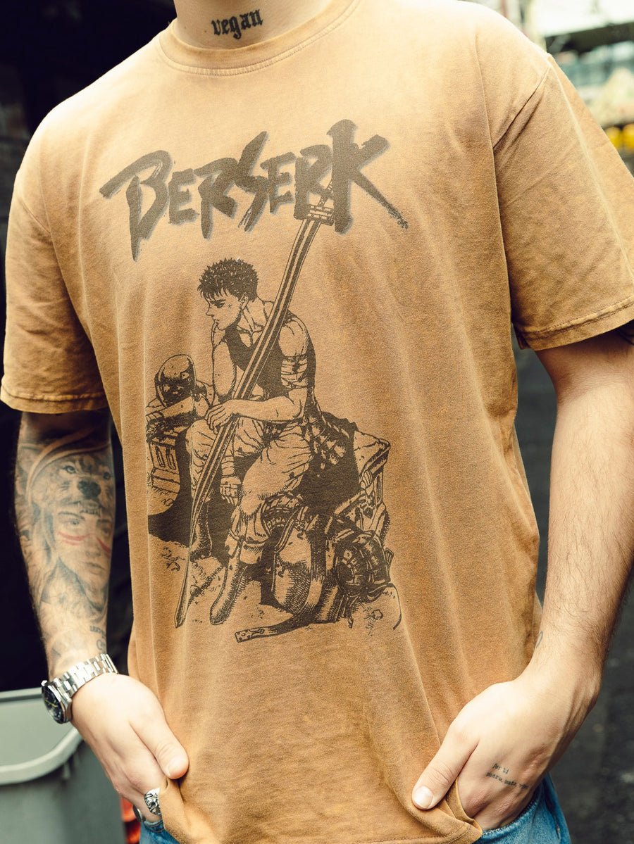 BLACK SWORDSMAN BROWN VINTAGE OVERSIZE TEE - craftedbykaiyo